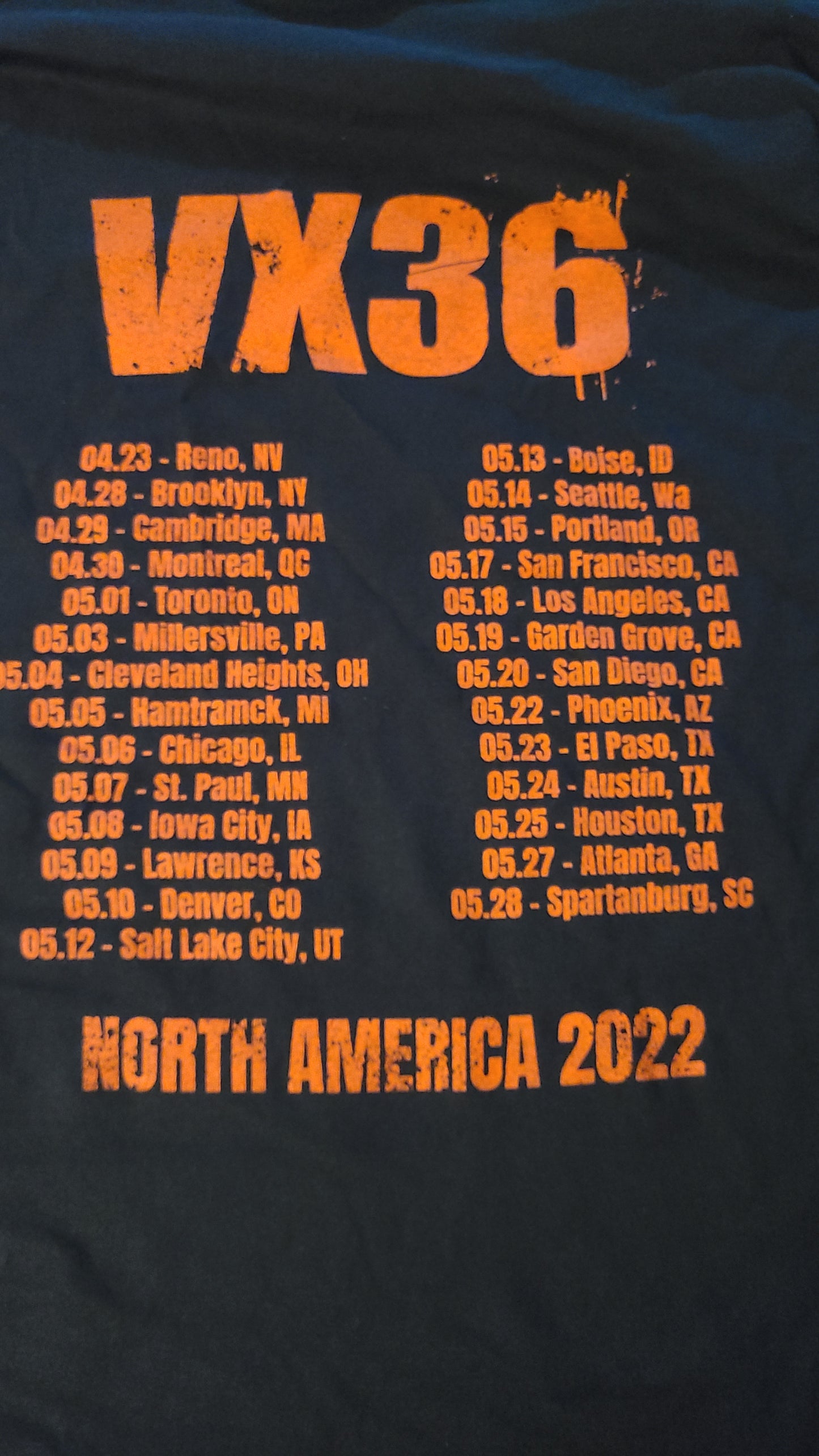 VX36 North American 2022 tour shirt